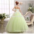 Späteste Entwurfs-Braut-herrliches hellgrünes Appliqued trägerloses Fußboden-Längen-Tulle-geschwollenes Ballkleid-hellgrünes Hochzeits-Kleid